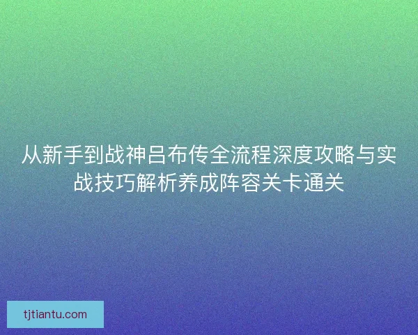 从新手到战神吕布传全流程深度攻略与实战技巧解析养成阵容关卡通关