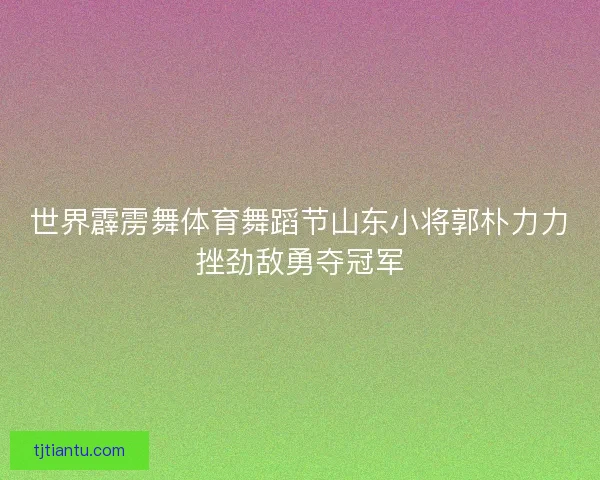 世界霹雳舞体育舞蹈节山东小将郭朴力力挫劲敌勇夺冠军